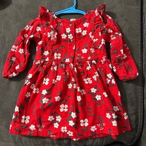 Red and Floral Girls Dress